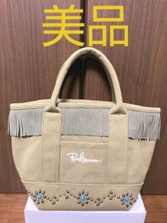 極美品　Ron Herman ロンハーマン　トートバッグ　スタッズ　ラフィア Ron Herman - ロンハーマン フリンジ トートバッグ スタッズの
