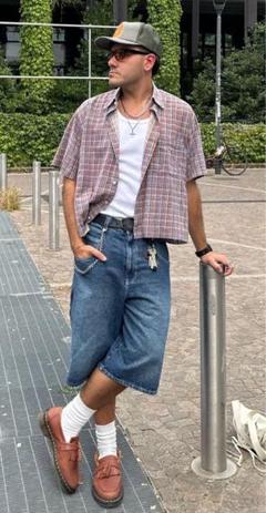90s 半袖シャツ チェック ボックス 短丈 cityboy ノームコア