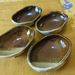 骨董美濃焼古瀬戸飴釉黒釉希少船曳船頭角切型向付小鉢現品限り
