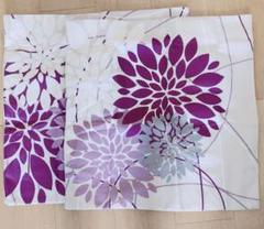 紫色の花柄クッションカバー 50×50cm 2枚セット