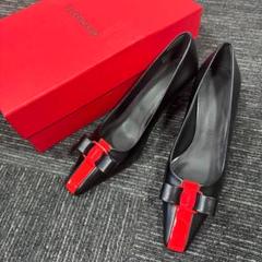 【未使用品】Ferragamo ヴァラ ボウ パンプス ブラック 24.5cm