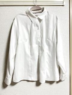 【美品】ホワイトストライプ長袖Yシャツ サイズ17号