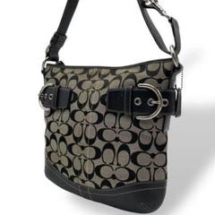 美品 COACH トートバッグ キャンバス ブラック シグネチャー 肩掛け
