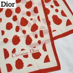 ★Christian Dior★ ストール ダルメシアン柄 レトロ レッド