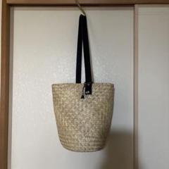 ナチュラルストロー円筒形かごバッグ