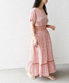 極美品】SHIPS any 花柄 ロング ティアード ワンピース フレア