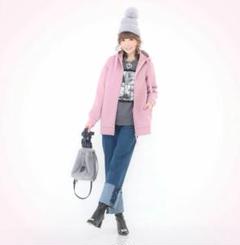 QVC☆アンドラブ♡パールビジューの華やかパーカーチュニック♡ピンクM