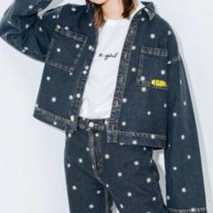 x-girl デニム セットアップ デニムジャケット スカート 刺繍 サイズ1. セットアップ レディース クロップドデニムジャケット＆ハイ