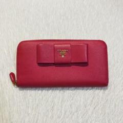 最終値下げ　美品　PRADA プラダ　ジッパー　長財布　ピンク　桃色