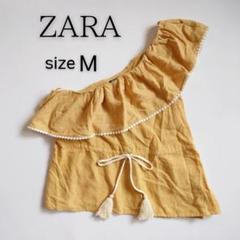 ZARA ボリュームフリル ワンショルダー トップス M - メルカリ