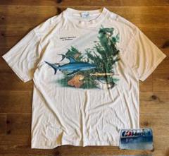 Tシャツ 古着 80s Hanes ヘインズ 両面 XL 魚 アニマル 動物 白