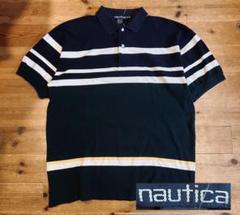ポロシャツ 古着 90s Nautica ノーティカ 美品 ボーダー XL 紺