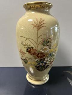 薩摩焼 白薩摩 金彩 色絵 牡丹 山孔雀 花瓶 花器 花入 陶器 驚きの価格 金彩 白薩摩 薩摩焼 色絵 陶器 花入 花器 花瓶 山