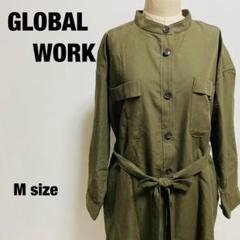 GLOBAL WORK シャツワンピース 長袖 Mサイズ オリーブ 【917】