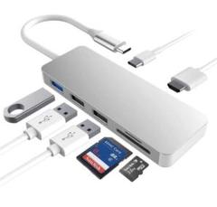 USB3.0ハブSD /マイクロSDカードリーダーマイクロ (シルバー)
