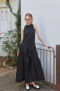 ワンピース ROSYLUCE JAQUARED FRILL DRESS - BLACK ROSYLUCE JAQUARED FRILL DRESS - BLACK - メルカリ