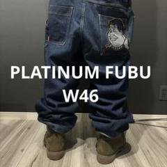 bboy プラティナフブ　ボクサー刺繍入りダークブルーデニムパンツ　モハメドアリ bboy プラティナフブ ボクサー刺繍入りダークブルーデニムパンツ