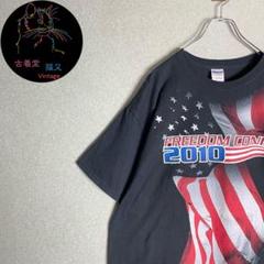✭Tシャツ　GILDAN　黒　ビッグプリント　星条旗　ゆるだぼ　両面　XL✭