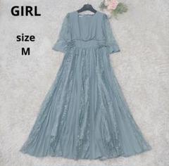 極美品 GIRLガール レース プリーツ フレアワンピース ドレス