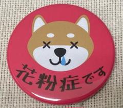 缶バッジ 花粉症 柴犬はなみず ピンク クリップピン 缶バッチ