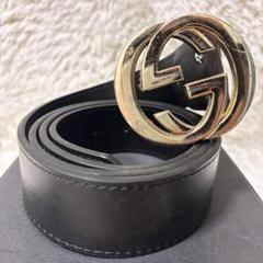 【美品】GUCCI グッチ レザーベルト インターロッキング ゴールド×ボルドー GUCCI グッチ ベルト インターロッキング GGロゴ レザー