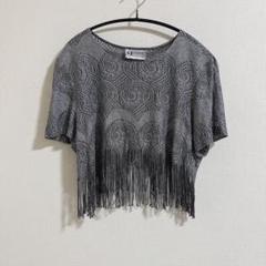 vintage レーストップス シルバー S.L. FASHIONS フリンジ
