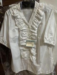 フリル付きホワイト半袖シャツ Liala×PG 新品