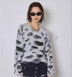seyto Two tone damage knit グレー