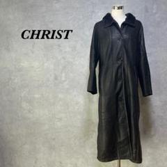 【高級】CHRIST ムートンコート 超ロング ファー ラムレザー 黒 2326