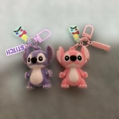 Disney・リロアンドスティッチキーホルダーベロア紫