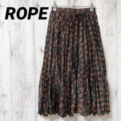 【ROPE】ロペ　プリーツスカート　総柄　後部ゴムウエスト　36