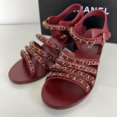 CHANEL シャネル チェーン ココマーク サンダル ボルドー