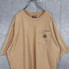 カーハート　胸ポケット　刺繍ロゴ　薄オレンジ　Tシャツ2XL TALL