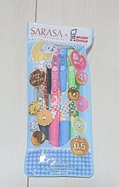 ミスタードーナツ ボールペン 黒 ピンク ライトブルー ライトグリーン