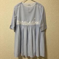 familiar 水色 七分袖 ワンピース 120