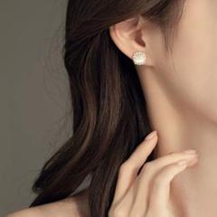 N256キャッツアイパールイヤリング　結婚式ブライダル　通勤　上品　韓国おしゃれのサムネイル