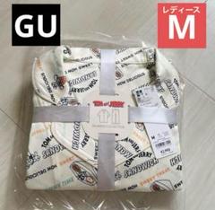 新品オフホワイトM【サテンパジャマ】 半袖&ロングパンツ】トム&ジェリー