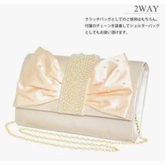 レディース パール ビジュー リボン ショルダー バッグ パーティー 鞄