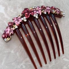 コンプレックスビズ　フラワーモチーフ ヘアコーム ブラウン　タルトコーム ヘアアクセサリー 紅葉 コーム コンプレックスビズ タルトコーム