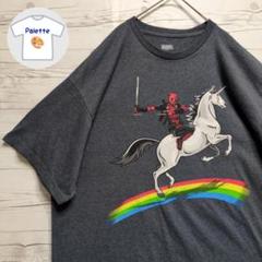 マーベル　デッドプール　デップー　ユニコーン　虹　ネイビーグレー　2XL　古着のサムネイル