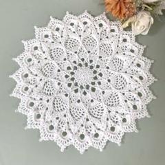 No.50 ハンドメイド レース編みドイリー 白