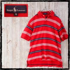Ralph Lauren ポロラルフローレン レッド ボーダー ポロシャツ M
