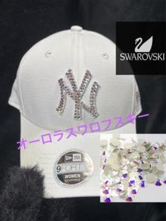 NEWERA 9FORTY ヤンキース白×オーロラスワロフスキー