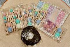 クリップ洗濯バサミ型　リボン　ヘアゴム　星パーツ　ハンドメイドセット