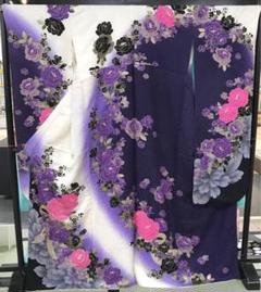 ★少々ヤケあり★正絹 振袖 仕立て上がり リメイク-B ☆新品未使用☆正絹 未仕立て B級品ヤケ有り リメイク 紫系