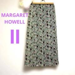 美品 希少 マーガレットハウエル 旧ロゴ シルク100% 花柄ロングスカート マーガレットハウエル 花柄シルク巻きスカートⅡ 透け感あり