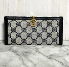 GUCCI ネイビー GGパターン 長財布 ネイビー グッチグッチシマ ラウンドファスナー長財布 NYヤンキース
