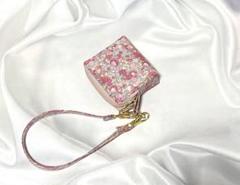 ミニBOXポーチ、ストラップ付き＊リバティラミネート