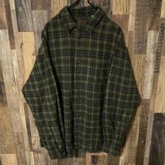 タータンチェック ウールリッチ メンズ グリーン XL USA古着 長袖 シャツ