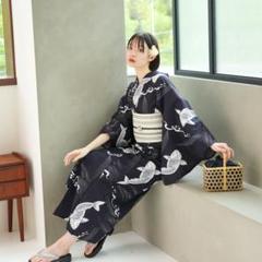 り*ー様 ニコアンティーク 高級変わり織 浴衣3点セット 黒地に鯉 ニコアンティーク 高級変わり織 浴衣3点セット ( ゆかた・帯